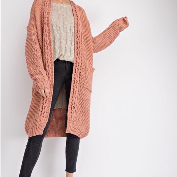 Terra Cotta Long Cardigan Sweater - Picture 3 of 4